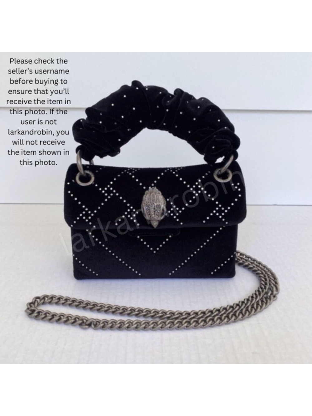 NEW Kurt Geiger Velvet Mini Kensington Bag Black